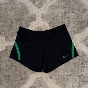 Nike Women's Athletic Shorts in Black with Green Accents